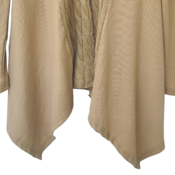 Long Cardigan Cable Knit Hanky Hem Oversized L Sweater Ribbed Jacket Loose Fit - Picture 4 of 7